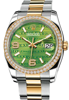 Rolex Архив Rolex 36 mm Steel and Yellow Gold 116243 Green Waves Diamonds Oyster