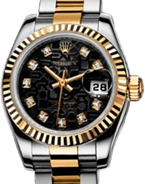 Rolex Datejust 26,29,31,34 mm Lady 26mm Steel and Yellow Gold 179173 Black Jubilee D