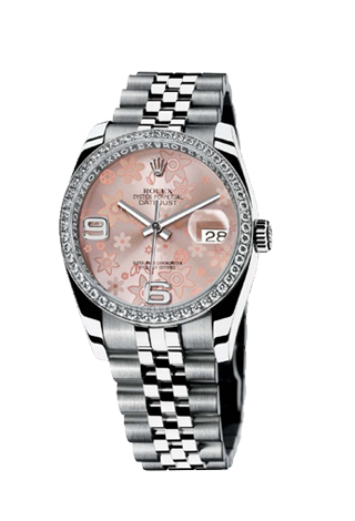 Rolex Datejust 36,39,41 mm 36mm Steel and White Gold 116244 Pink Floral
