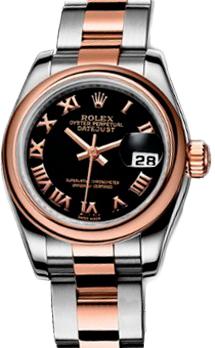Rolex Datejust 26,29,31,34 mm Lady 26mm Steel and Everose Gold 179161 Black