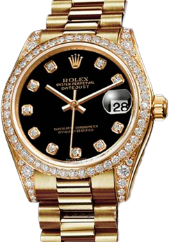 Rolex Datejust 26,29,31,34 mm 31mm Yellow Gold 178158 Black Diamonds