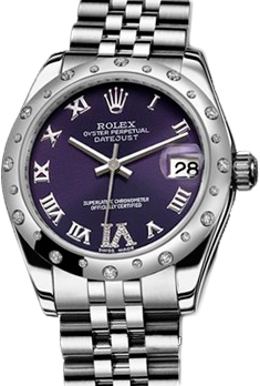 Rolex Datejust 26,29,31,34 mm 31mm Steel and White Gold 178344 Purple