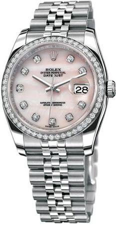 Rolex Datejust 36,39,41 mm 36mm Steel and White Gold 116244 Pink MOP D
