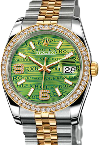 Rolex Архив Rolex 36 mm Steel and Yellow Gold 116243 Green Waves Diamonds Jubilee