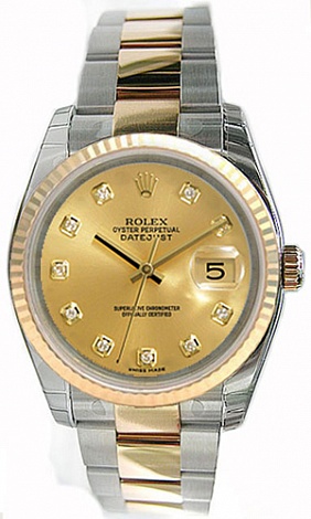 Rolex Datejust 36,39,41 mm 36 mm Steel and Yellow Gold 116233 Champagne D