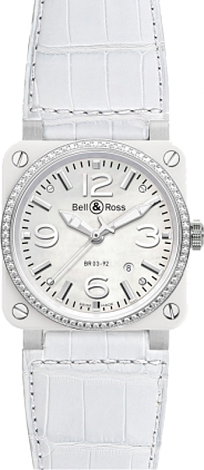 Bell & Ross Aviation White Ceramic Diamond BR 03-92 White Ceramic Diamond