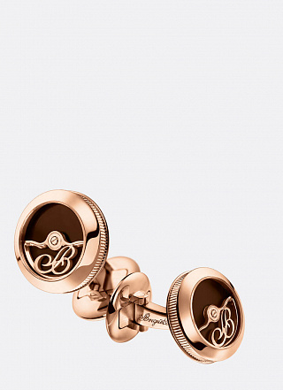 Cufflinks Rotor pink gold and enamel 01