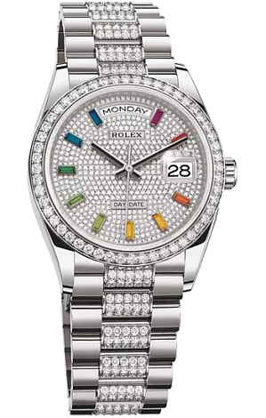 Rolex Day-Date 36 mm white gold and diamonds 128349rbr-0012