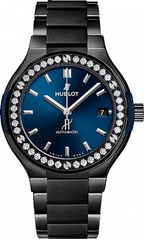 Hublot Архив Hublot Ceramic Blue Bracelet Diamonds 568.CM.7170.CM.1204