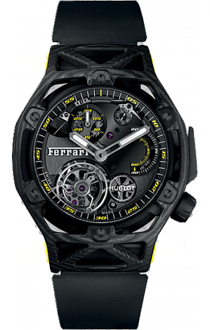 Hublot Архив Hublot Techframe Ferrari Tourbillon Chronograph Carbon Yellow 408.QU.0129.RX