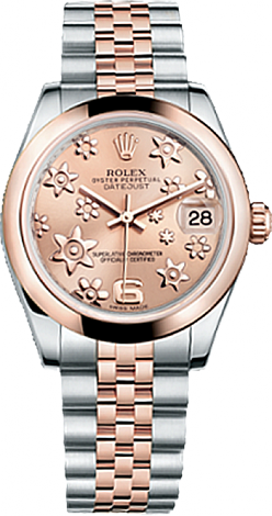 Rolex Datejust 26,29,31,34 mm 31mm Steel and Everose Gold 178241 Pink Floral Dial Jubile