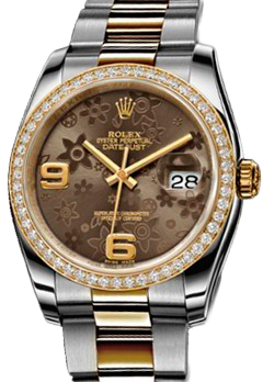 Rolex Datejust 36,39,41 mm 36 mm Steel and Yellow Gold 116243 Bronze Floral