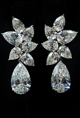 CVD Серьги выращенные бриллианты CVD Серьги груша 7 карат и 6 груш 7 карат 7,05 F Vs1 7