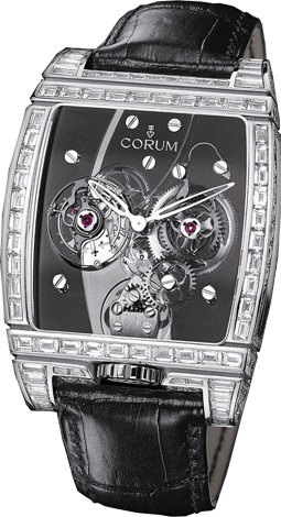 Corum Golden Bridge Golden Tourbillon Panoramique Grey Sapphire 382.879.69/0F01 0000 Corum Golden Bridge Golden Tourbillon Panoramique Grey Sapphire 382.879.69/0F01 0000