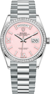 Rolex Day-Date 36 mm, platinum and diamonds 128396tbr-0009 Rolex Day-Date 36 mm, platinum and diamonds 128396tbr-0009
