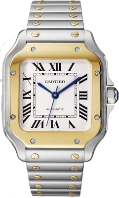 Cartier Santos de Cartier medium,mechanical,Steel,yellow gold,35.1 mm W2SA0016