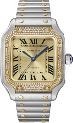 Cartier Santos de Cartier medium,mechanical,Steel,yellow gold,35.1 mm W3SA0007