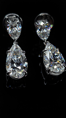 CVD Серьги выращенные бриллианты CVD Серьги piar груша по 3.51 карат 1 карат 3.51 F VS 1