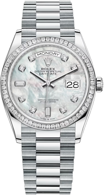 Rolex Day-Date 36 mm, platinum and diamonds 128396tbr-0005