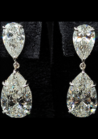 CVD Серьги выращенные бриллианты CVD Серьги Груша по 5 карат  5ct E VS1