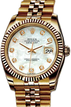 Rolex Datejust 36,39,41 mm 36 mm Yellow Gold 116238 WhiteMOP Diamonds