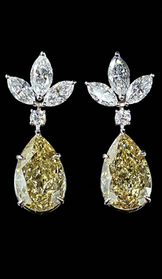 CVD Серьги выращенные бриллианты CVD Серьги груши 5,88 карат желтый 5,88 FIY vvs2