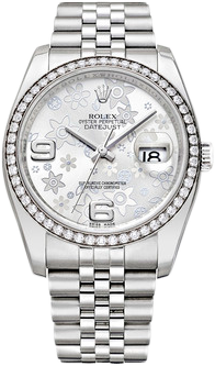 Rolex Datejust 36,39,41 mm 36mm Steel and White Gold 116244 Silver Floral Jubilee