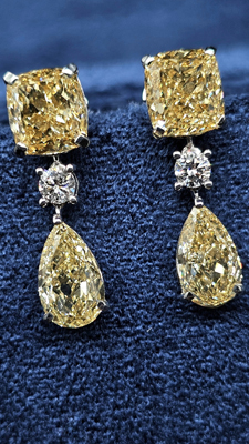 CVD Серьги выращенные бриллианты CVD Серьги желтые кушоны 2 карата груши 1.15 карата 2 FVE 1.15 pear