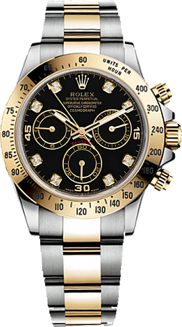 Rolex Архив Rolex Cosmograph 40mm Steel and Yellow Gold 116523 Black Diamonds