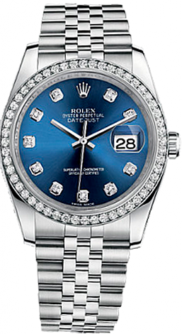 Rolex Datejust 36,39,41 mm 36mm Steel and White Gold 116244 blue