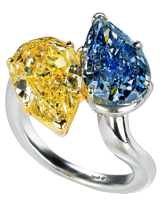 Jacob & Co. Jewelry Rare Diamonds Twin Ring RD-yellow.blue.ring