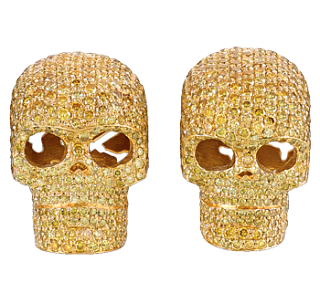 Jacob & Co. Jewelry Men's Cufflinks Fancy Yellow Diamond Skull Cufflinks 90710245