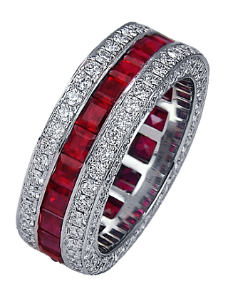 Jacob & Co. Jewelry Men's Rings Ruby & Diamond Wedding Band 91226494 Jacob & Co. Jewelry Men's Rings Ruby & Diamond Wedding Band 91226494