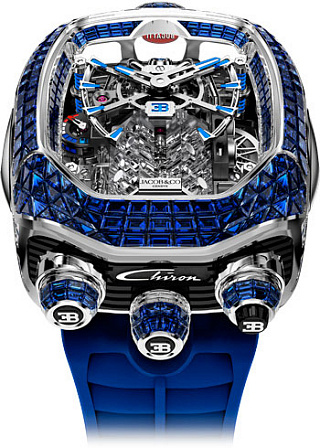 Jacob & Co. Watches Grand Complication Masterpieces Bugatti Chiron Tourbillon Baguette Blue Sapphires BU800.30.BB.UA.ABRUA