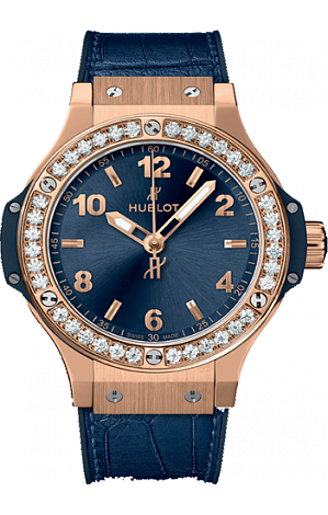 Hublot Big Bang 38 MM Gold Blue Diamonds 361.PX.7180.LR.1204