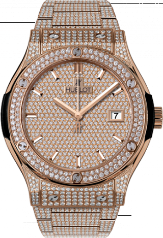 Hublot Classic Fusion King Gold Bracelet Full Pavé 42mm 542.OX.9010.OX.3704