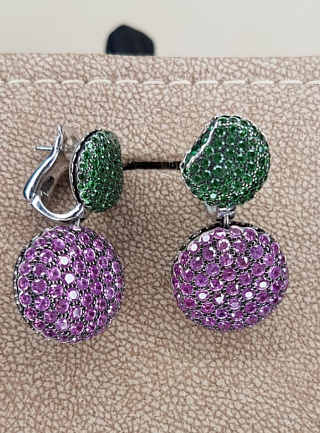 TENTATION Macaroon Sappire Amethyst Earrings 18K WG 750 01