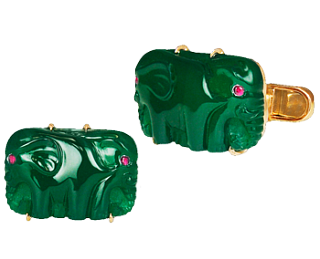 Jacob & Co. Jewelry Men's Cufflinks Green Agate & Ruby Elephant Cufflinks 91226316