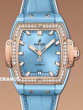 Light Blue Ceramic King Gold Diamonds 39 mm 01