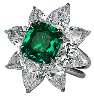 Jacob & Co. Jewelry High Jewelry Split Shank Emerald Flower Ring 91122287 Jacob & Co. Jewelry High Jewelry Split Shank Emerald Flower Ring 91122287