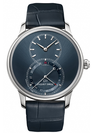 Jaquet Droz Legend Geneva Grande Seconde Quantieme Satin-Brushed Blue 43мм J007030249 Jaquet Droz Legend Geneva Grande Seconde Quantieme Satin-Brushed Blue 43мм J007030249