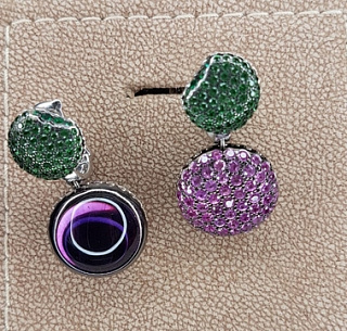 TENTATION Macaroon Sappire Amethyst Earrings 18K WG 750 02