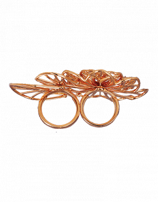 Abanico Two Finger Flower Cocktail Ring 01