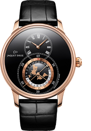 Jaquet Droz Legend Geneva GRANDE SECONDE DUAL TIME BLACK ENAMEL J016033202 Jaquet Droz Legend Geneva GRANDE SECONDE DUAL TIME BLACK ENAMEL J016033202