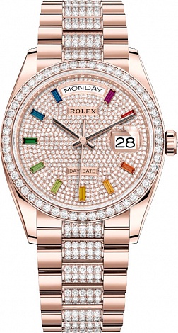 Rolex Day-Date Diamond-paved rainbow sapphires 128345rbr-0043