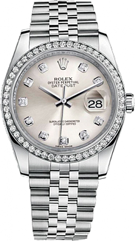 Rolex Datejust 36,39,41 mm 36mm Steel and White Gold 116244 silver