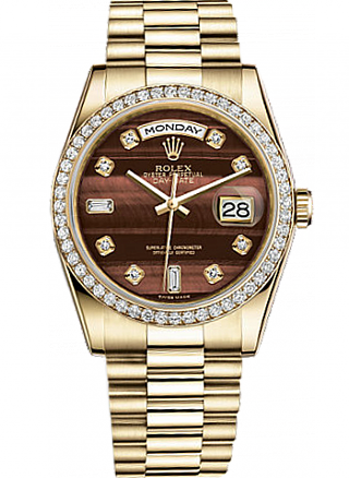 Rolex Day-Date Bull's Eye Dial Yellow Gold and Diamonds 36 mm 118348-73208 Rolex Day-Date Bull's Eye Dial Yellow Gold and Diamonds 36 mm 118348-73208