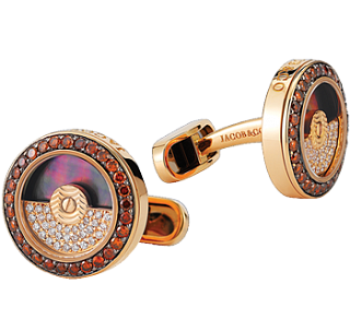 Jacob & Co. Jewelry Men's Cufflinks Cognac & White Diamond Rotor Cufflinks 91123370