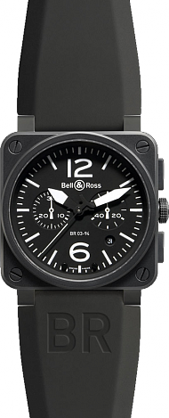 Bell & Ross Aviation BR 03-94 42mm Chronograph Carbon BR 03-94 Black&White Rubber