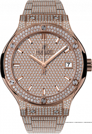 Hublot Classic Fusion King Gold Bracelet Full Pavé 38mm 565.OX.9010.OX.3704